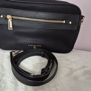 Michael Kors Black Nylon Crossbody Bag with Gold Hardware